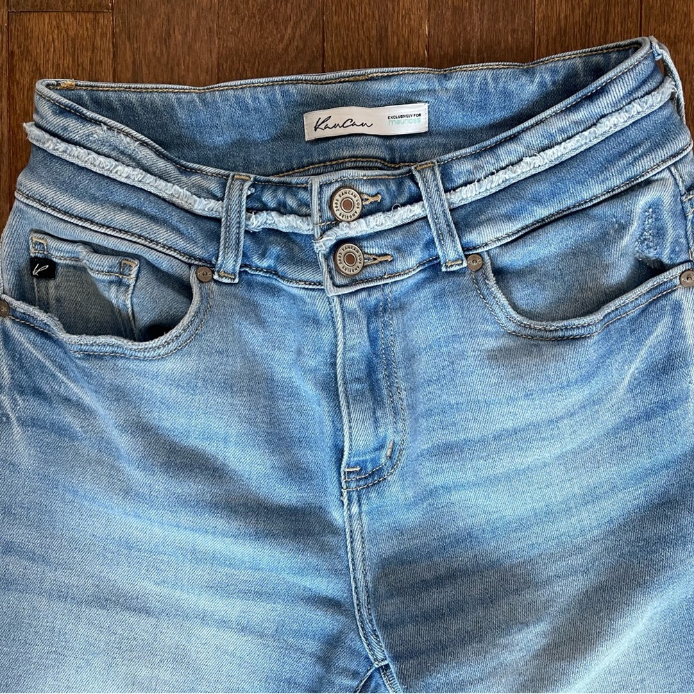 Frayed Hem High Rise Double Button Boot Cut Jeans… - image 6